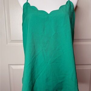 J. Crew Emerald Green Camisole Top Scalloped Sz 10 Women’s NWT